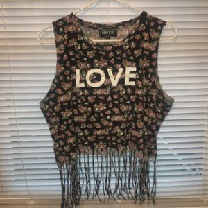 Juniors fringe size xl crop top floral
